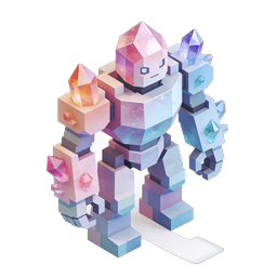 Crystal Golem 3D Isometric Fantasy Character Icon