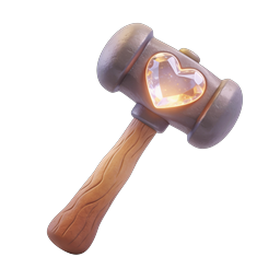 Crystal Heart Hammer 3D Icon - Magical Fantasy Tool