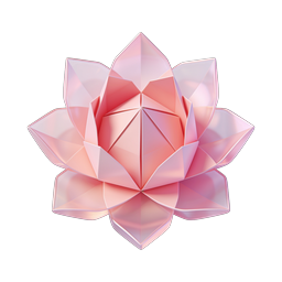 Crystal Pink Lotus Flower 3D Icon | Geometric Petal Design