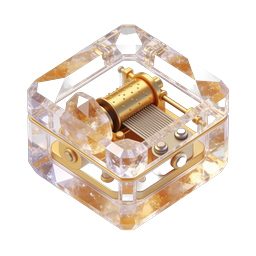 Crystal Music Box 3D Icon | Golden Mechanical Melody