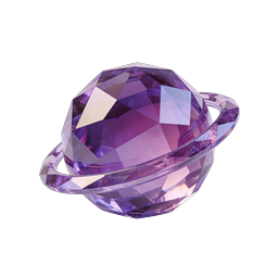 Purple Crystal Saturn Planet Icon - 3D Amethyst Gem