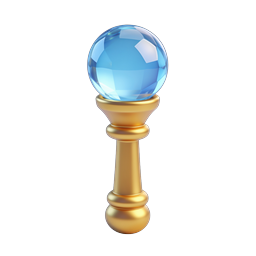 Crystal Scepter Icon - Blue Gemstone on Gold Base