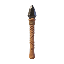 Icona bastone-lancia di cristallo - Arma tribale in legno 3D