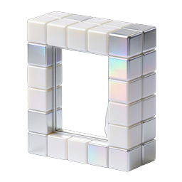 3D Cube Block Mirror Frame Icon - Luxurious Decorative Design