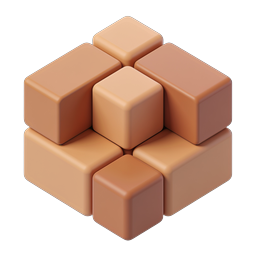 3D Cube Blocks Icon - Isometric Orange Clay Style