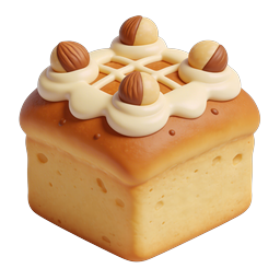 Cube Cake with Almonds 3D Food Icon | Dessert Icon