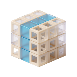 3D Cube Grid Icon | Modular Block Structure Design