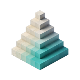 Cube Pyramid Steps Icon - 3D Gradient Hierarchy Design