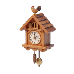 Charming Wooden Cuckoo Clock Icon with Rooster