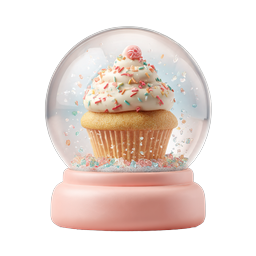 Cupcake Snow Globe Icon - 3D Pastel Dessert