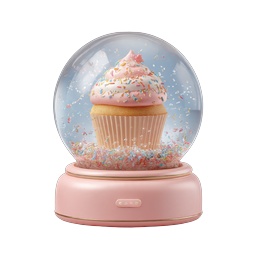 Rosa Cupcake Schneekugel - Süßes 3D-Dessert-Icon
