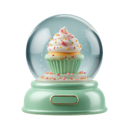 Cupcake Snow Globe Icon - Whimsical Dessert Illustration