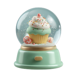 Charming Cupcake Snow Globe 3D Icon