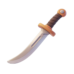 Curved Dagger Icon - 3D Rendered Combat Weapon