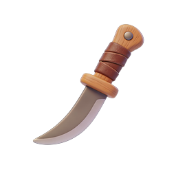 Curved Dagger Icon - 3D Rendered Fantasy Weapon