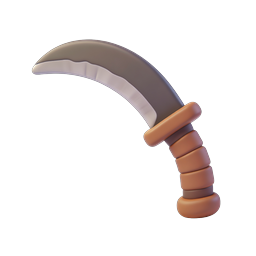 Curved Knife 3D Clay Icon for Games and Apps