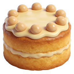 Custard Cream Layer Cake Icon - Realistic 3D Dessert