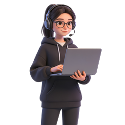 Customer Support Girl with Headset and Laptop Icon