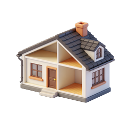 3D-Haus-Icon im Querschnitt | Isometrische Haus-Illustration