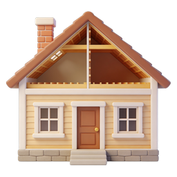 Cutaway House Icon - 3D Cross Section Home Illustration