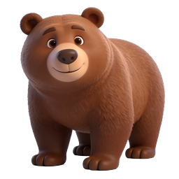 Adorable 3D Cartoon Bear Character Icon