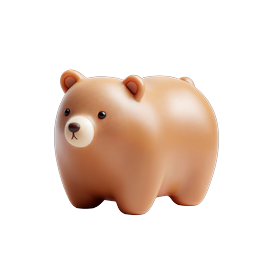 Cute 3D Brown Bear Icon - Adorable Animal Clipart