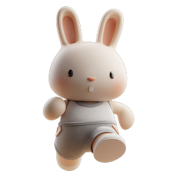Cute 3D Bunny Character Icon - Adorable Rabbit Mascot
