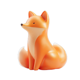 Ícone de Raposa 3D Fofo - Adorável Personagem Animal em Estilo de Argila