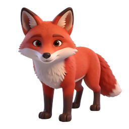 Cute 3D Fox Character Icon - Adorable Wildlife Design