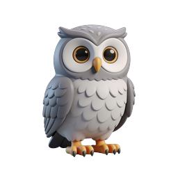 Cute 3D Cartoon Owl Icon - Adorable Bird Character