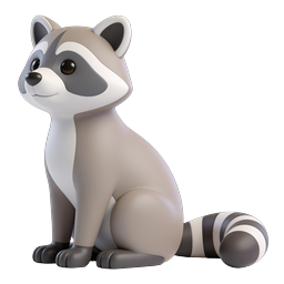 Cute 3D Raccoon Character Icon - Clay Style