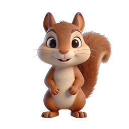 Cute 3D Cartoon Squirrel Character Icon