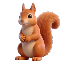 Adorable 3D Cartoon Squirrel Character Icon