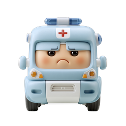 Cute 3D Ambulance Character Icon - Medical Transport