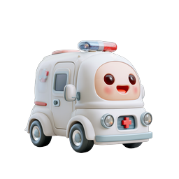 Süßes Clay-Ambulanz-Charakter-Icon - Kawaii-Medizinfahrzeug