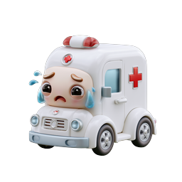 Cute Cartoon Ambulance Character Icon | Medical 3D