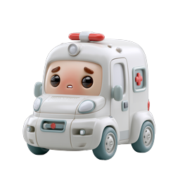 Cute 3D Ambulance Character Icon - Medical Vehicle
