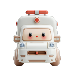 Icône de personnage d'ambulance 3D mignonne - Mascotte médicale