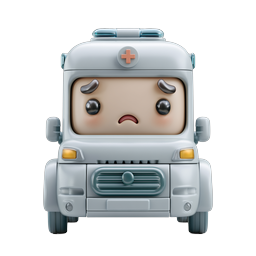 Cute 3D Clay Ambulance Character Icon - Kawaii Medical
