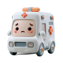 Icône d'ambulance 3D en argile mignonne - Urgence médicale