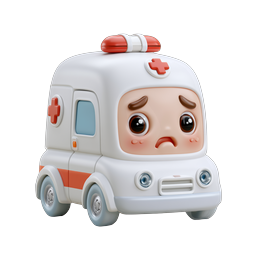 Cute Cartoon Ambulance 3D Icon - Clay Style