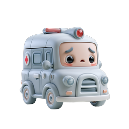 Cute 3D Ambulance Icon - Clay Style Medical Vehicle