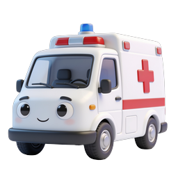 Cute Cartoon Ambulance Medical Icon - 3D Clay Style