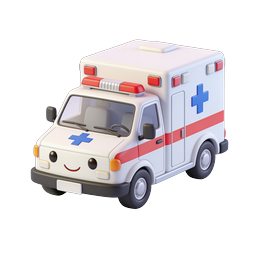 Cute 3D Ambulance Medical Icon - Kawaii Style