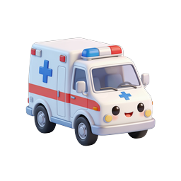 Süßes 3D-Krankenwagen-Icon - Kawaii Medizinisches Fahrzeug Design