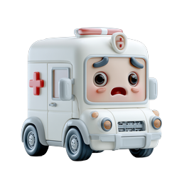 Icona 3D di ambulanza cartoon carina - Emergenza medica