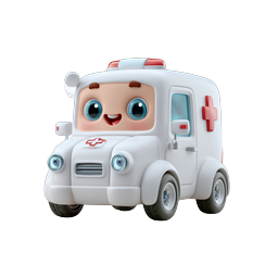 Cute Cartoon Ambulance Medical Icon - 3D Clay Style