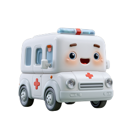 Cute Cartoon Ambulance Medical Icon - 3D Clay Style