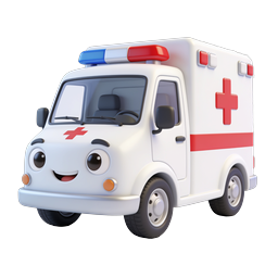 Cute Cartoon Ambulance Icon - 3D Medical Emergency
