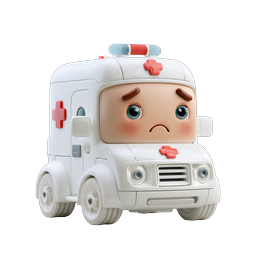 Cute Cartoon Ambulance 3D Icon - Medical Emergency